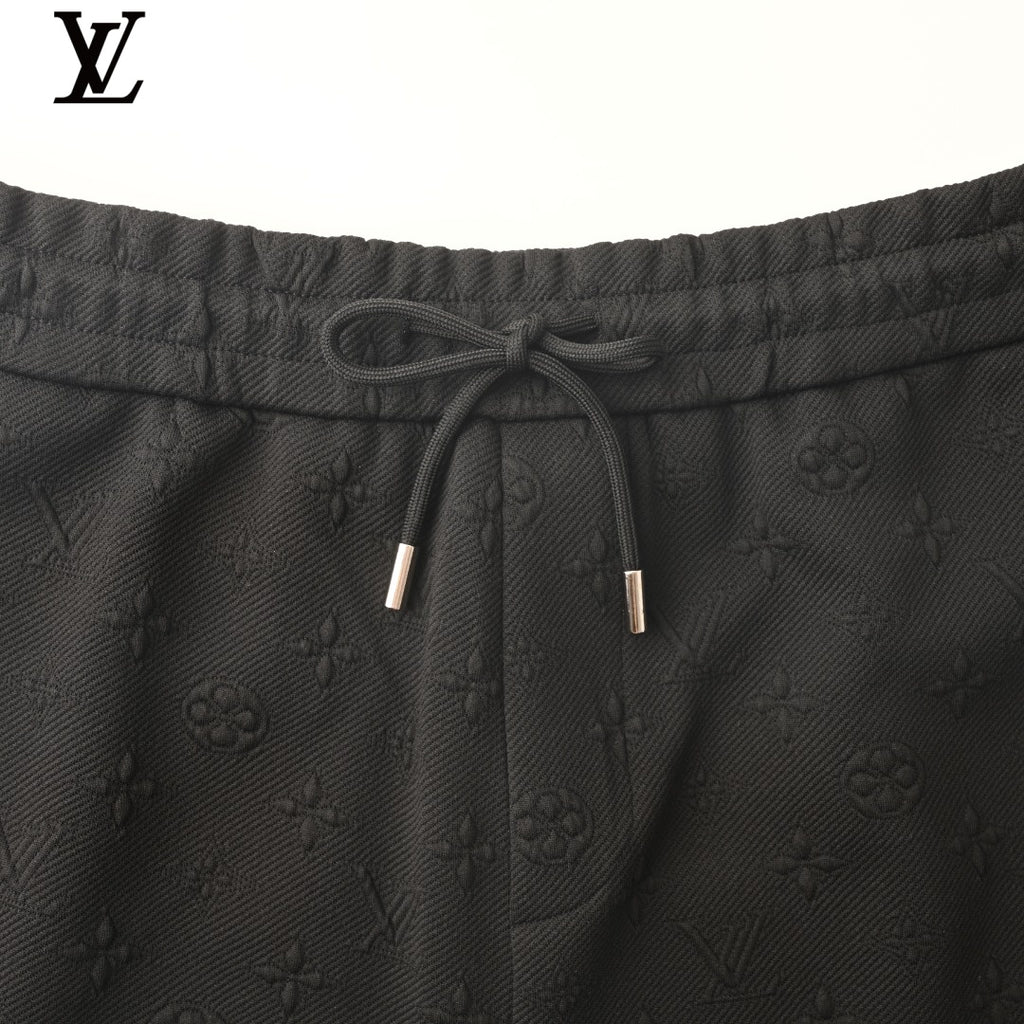 Louis Vuitton Black Embossed Monogram Drawstring Shorts