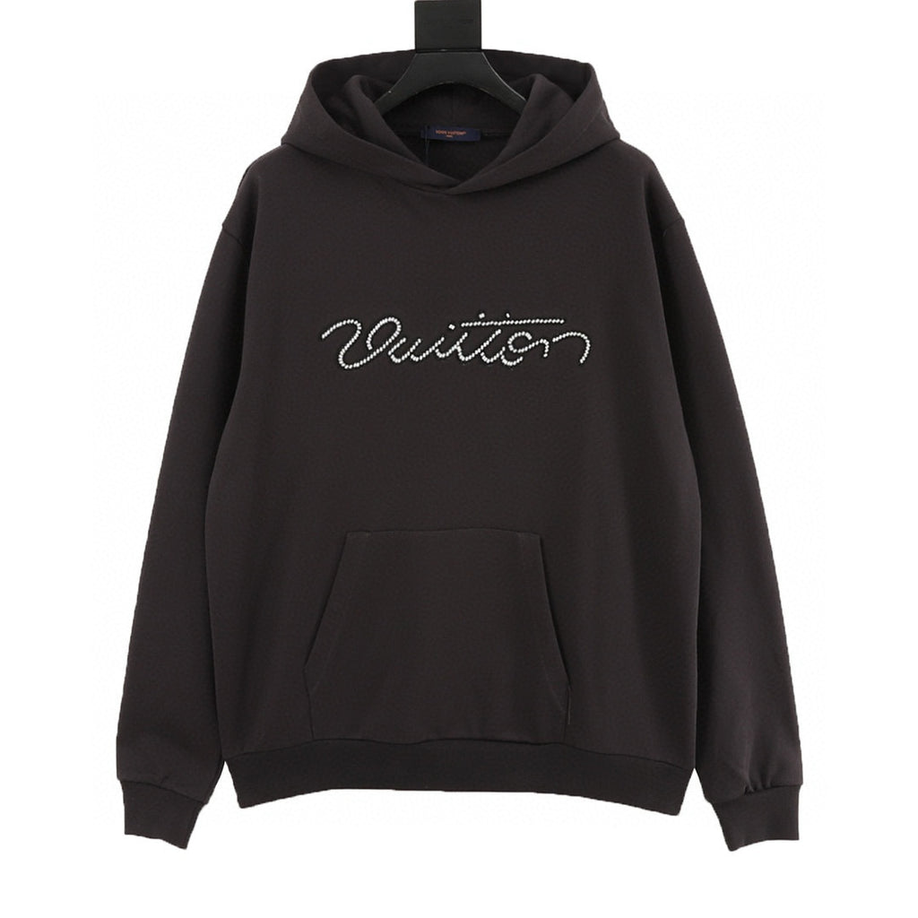 Louis Vuitton Vuitton Script Pearl-Beaded Cursive Logo Oversized Pullover Hoodie