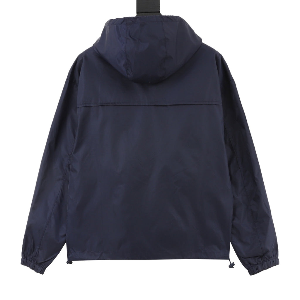 Prada Women's & Men's Navy Triangle Logo Hooded Windbreaker