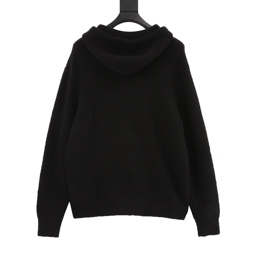Miu Miu Women's Men's Black Ribbed Knit Zip Hoodie