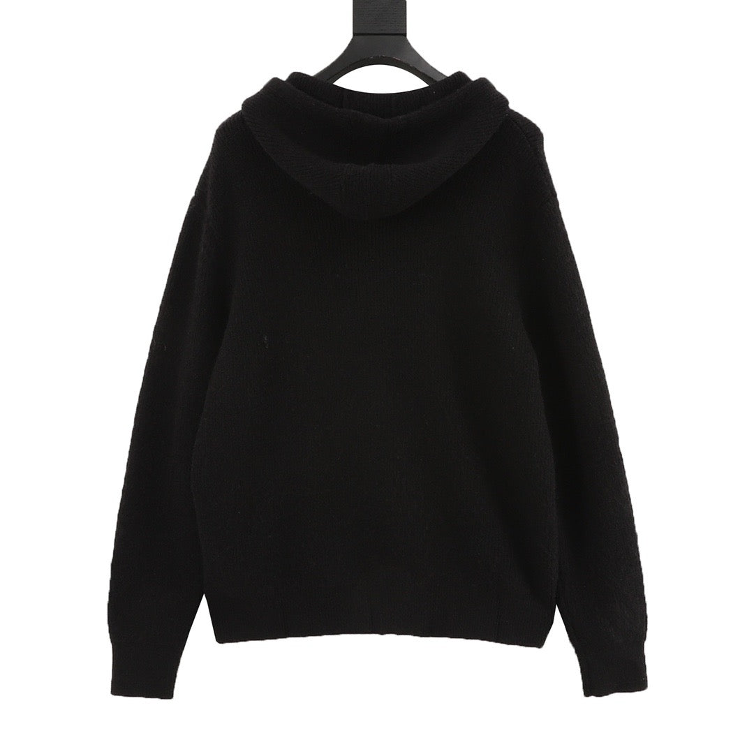 Miu Miu Women's Men's Black Ribbed Knit Zip Hoodie