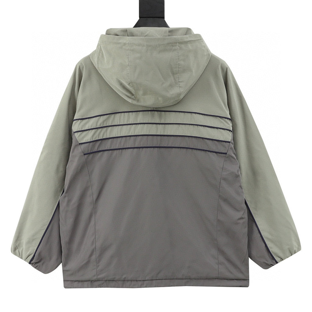 Chanel Vintage-Style Hooded Windbreaker with Embroidered Double-C Logo and Zipper Closure