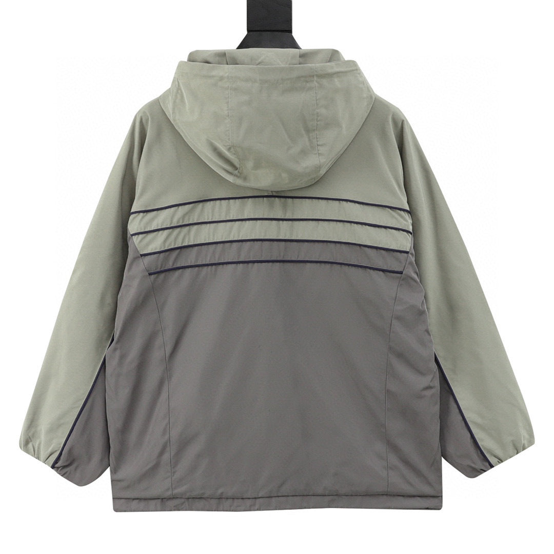 Chanel Vintage-Style Hooded Windbreaker with Embroidered Double-C Logo and Zipper Closure