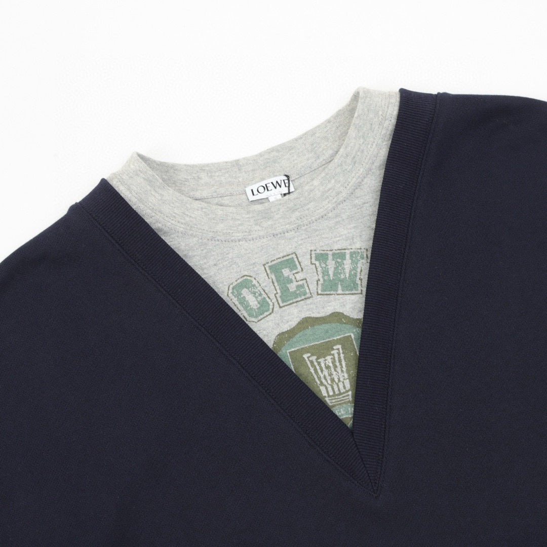 Loewe Collegiate Print Faux Two-Piece Layered Sweatshirt