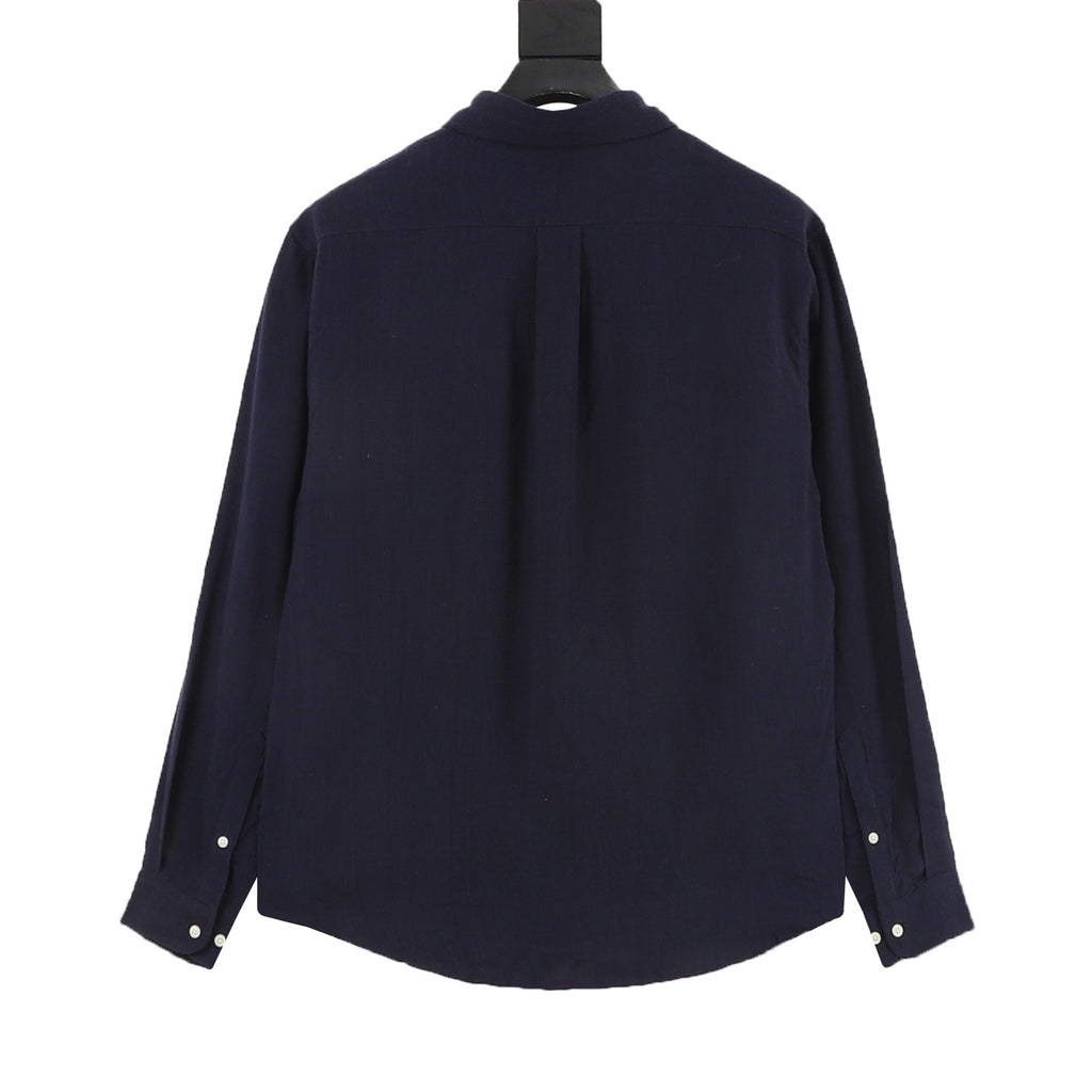 Ralph Lauren Women's Men's Navy Pony Logo Long-Sleeve Linen Shirt