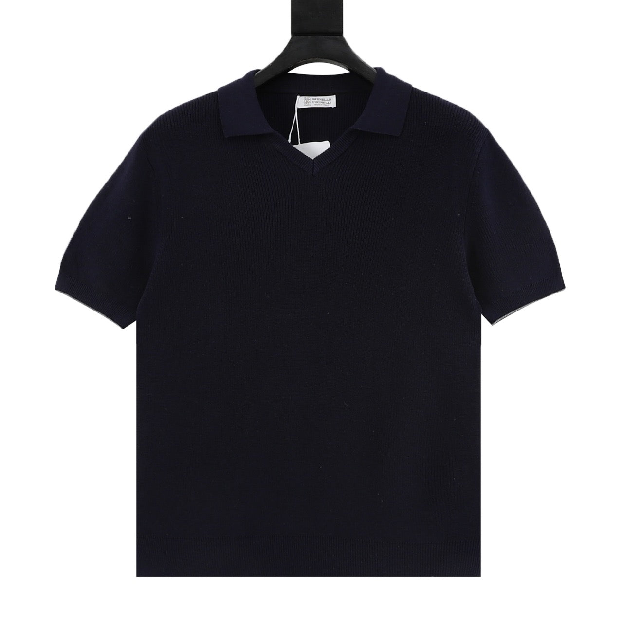 Brunello Cucinelli BC Seagull Collar Knit Short-Sleeve Polo