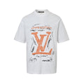 Louis Vuitton Brushstroke LV Logo Print Short-Sleeve T-Shirt in White
