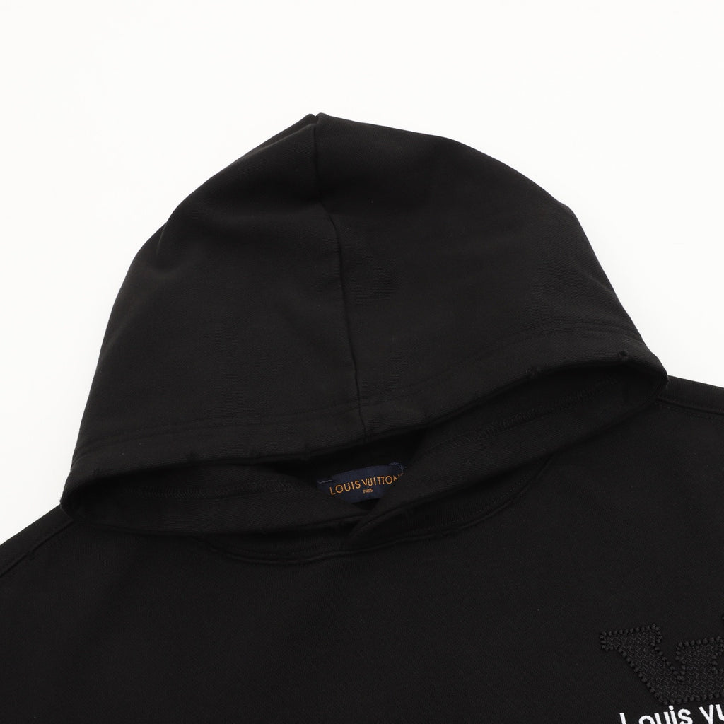 Louis Vuitton Women's / Men's Embroidered Logo Hoodie in Black