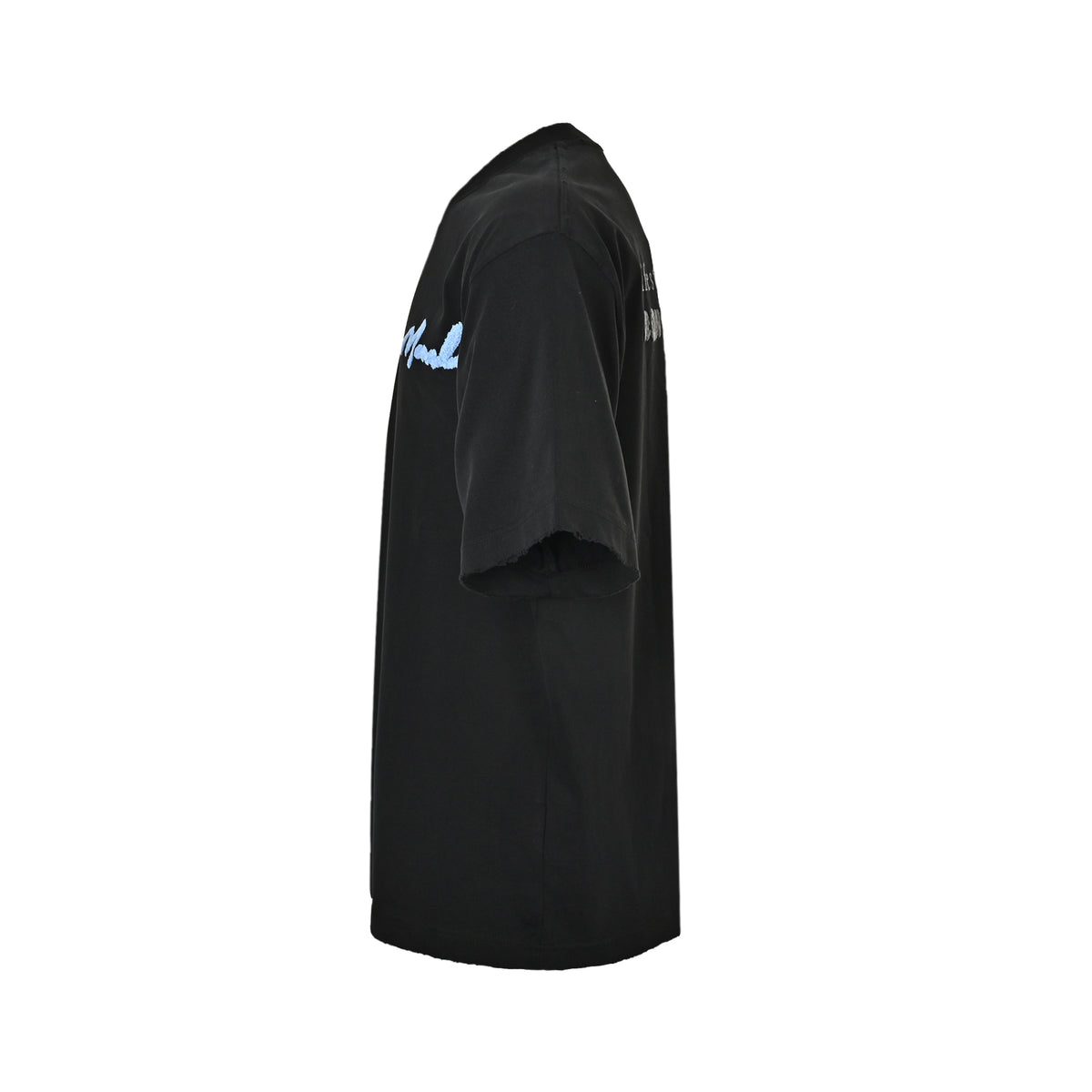 Marni Short-Sleeve T-Shirt in Black with Light Blue Signature Embroidery