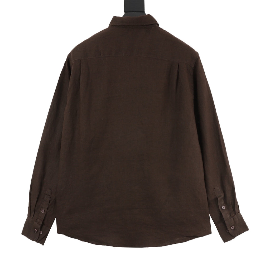 Loro Piana LP Linen Shirt | Dark Brown Breathable Luxury Long Sleeve