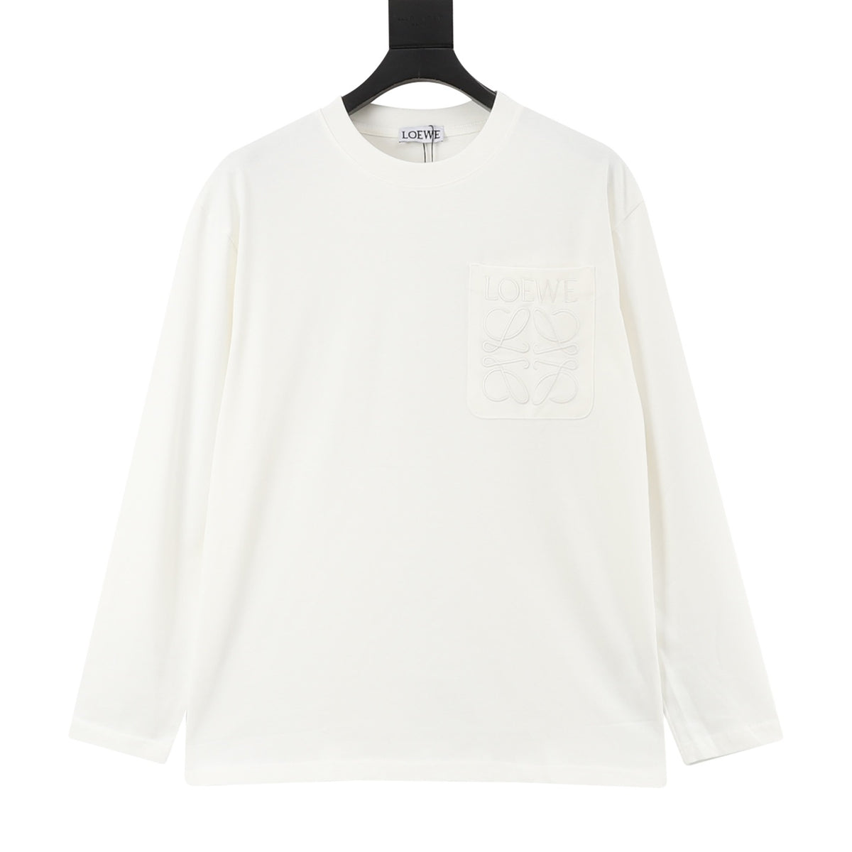 LOEWE Women's & Men's White Anagram Pocket Long-Sleeve T-Shirt