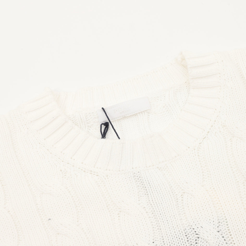 Prada Resort Anchor Logo Cable Knit Crewneck Sweater | Black Nautical Luxury Knitwear