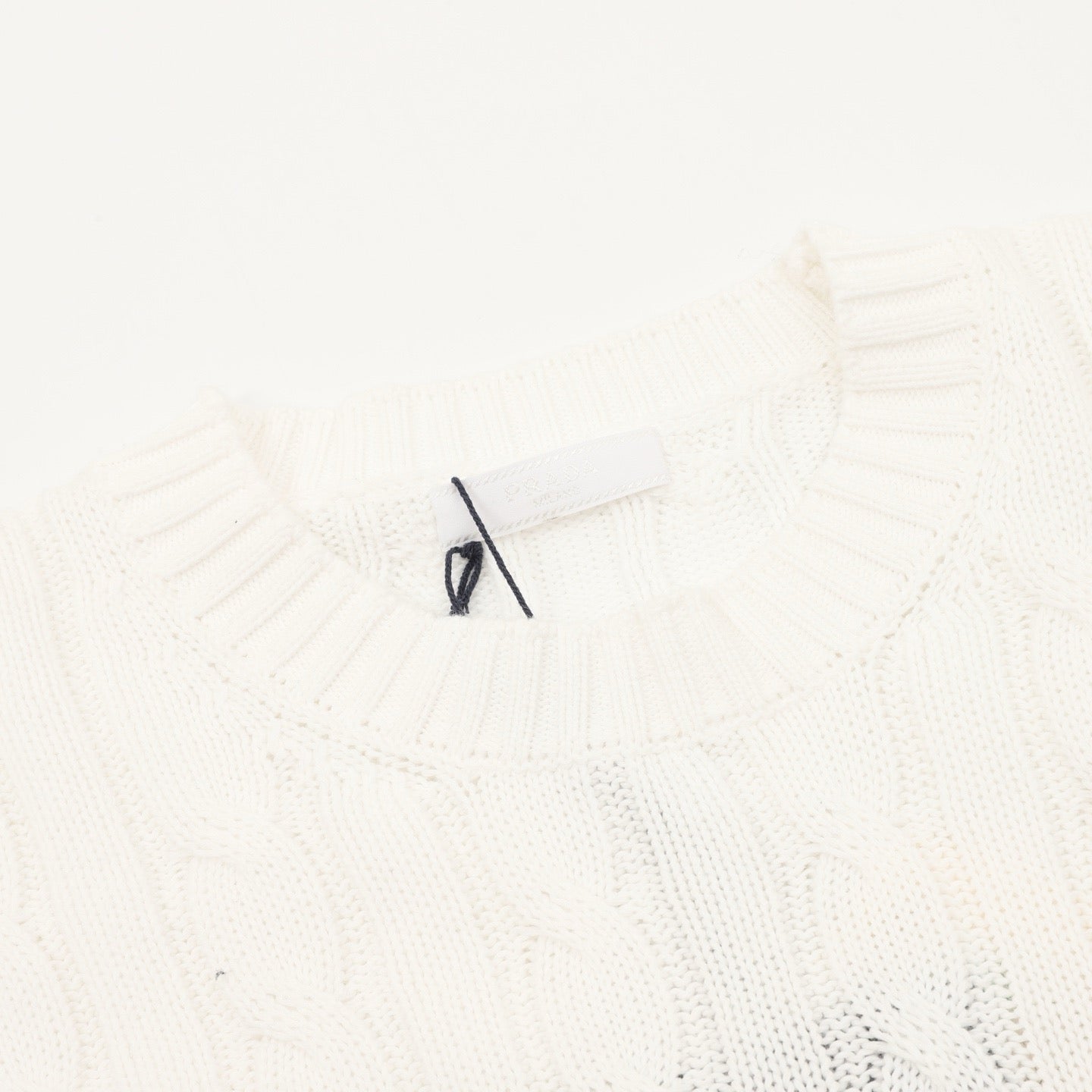 Prada Resort Anchor Logo Cable Knit Crewneck Sweater | Black Nautical Luxury Knitwear