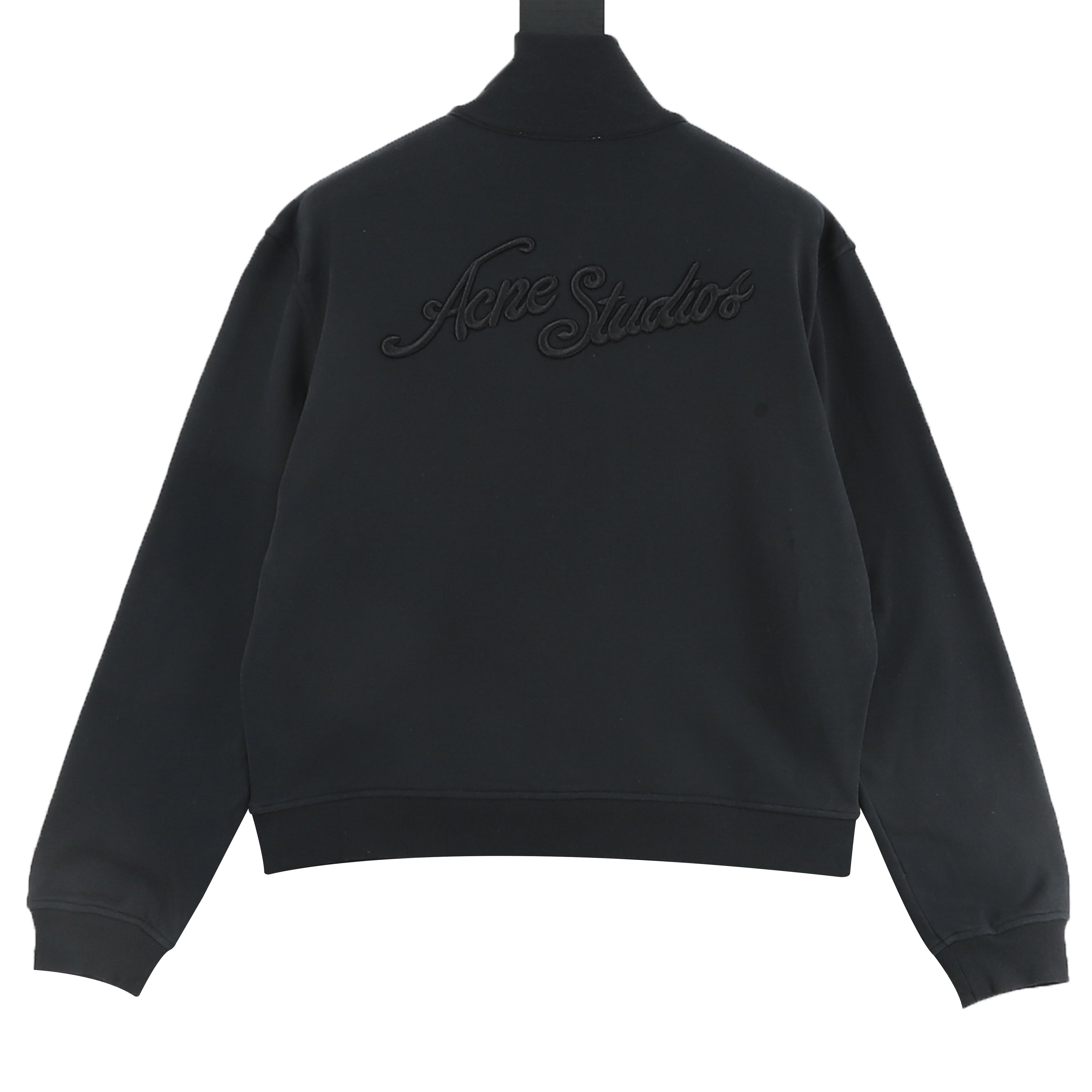 Acne Studios Tonal Script Embroidery Zip Jacket — Black