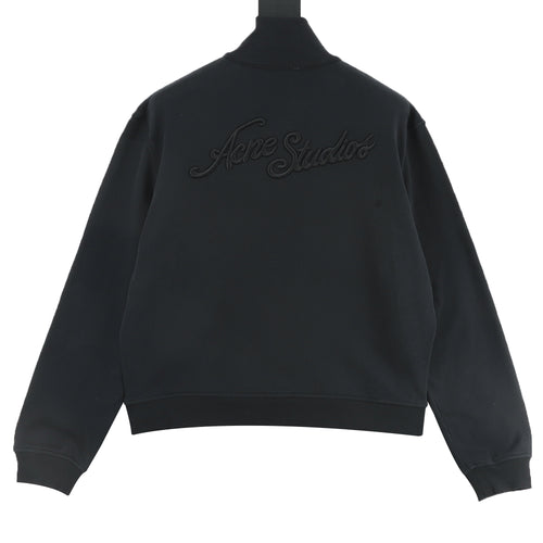 Acne Studios Tonal Script Embroidery Zip Jacket — Black