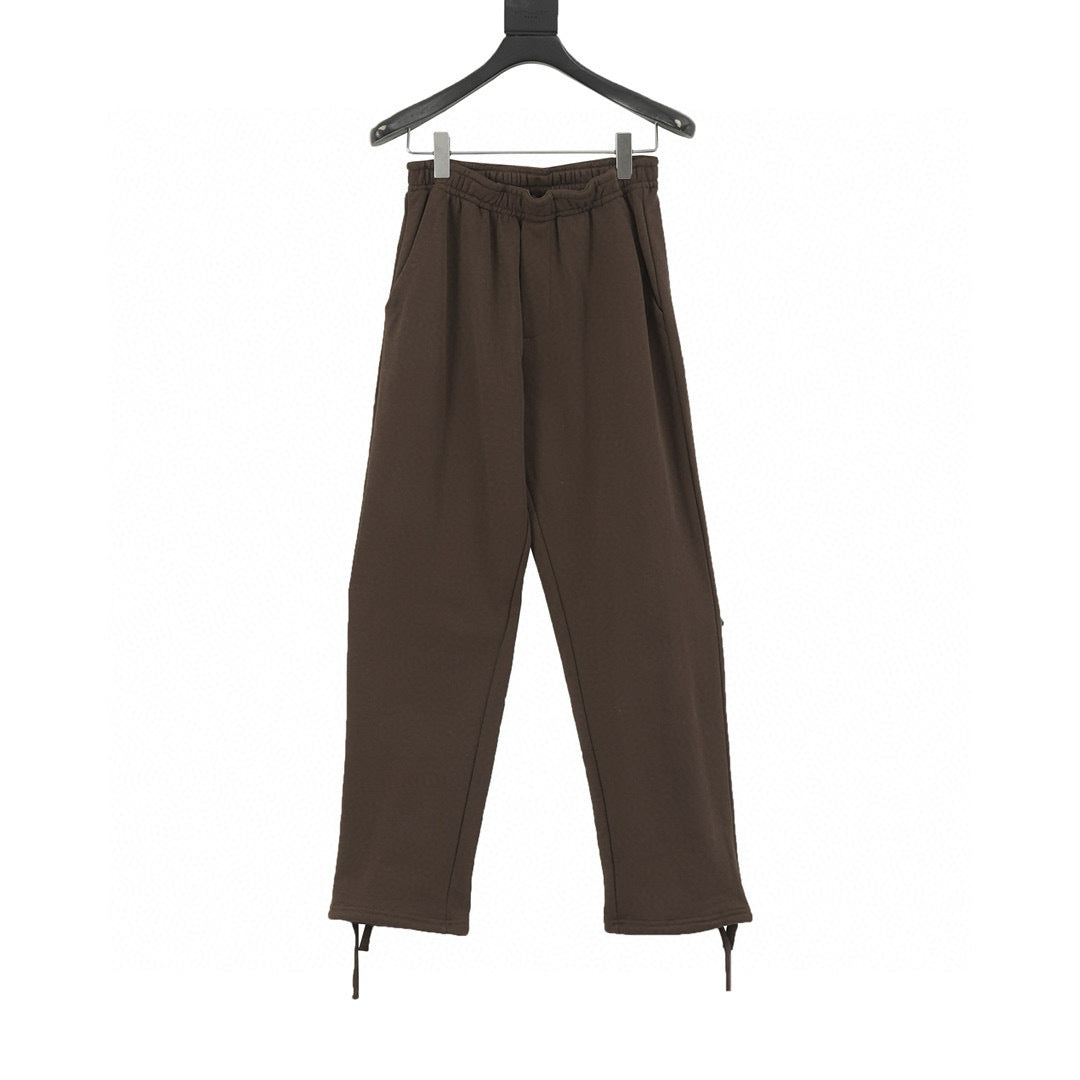 Prada Tonal Logo Label Hem Drawstring Straight Leg Cotton Trousers