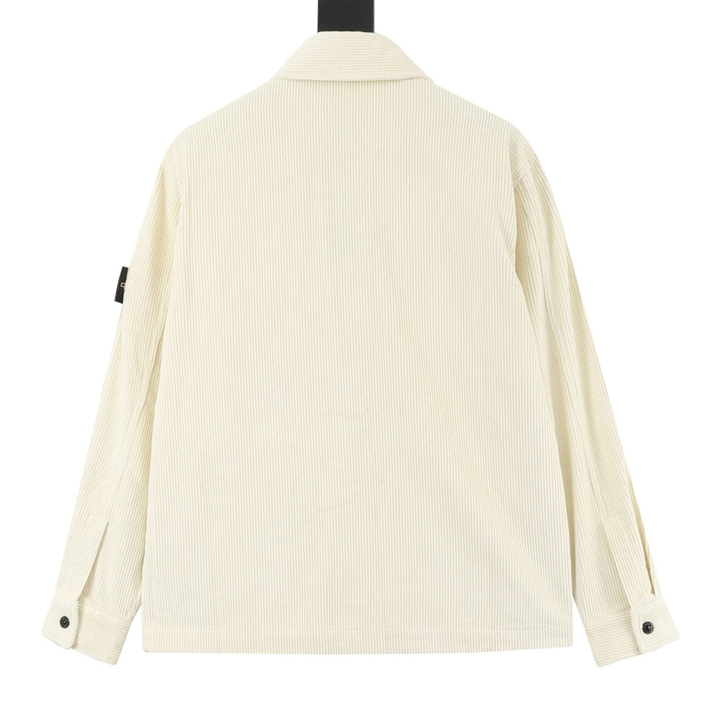 Stone Island Women's & Men's Cream Compass Patch Corduroy Shirt Jacket