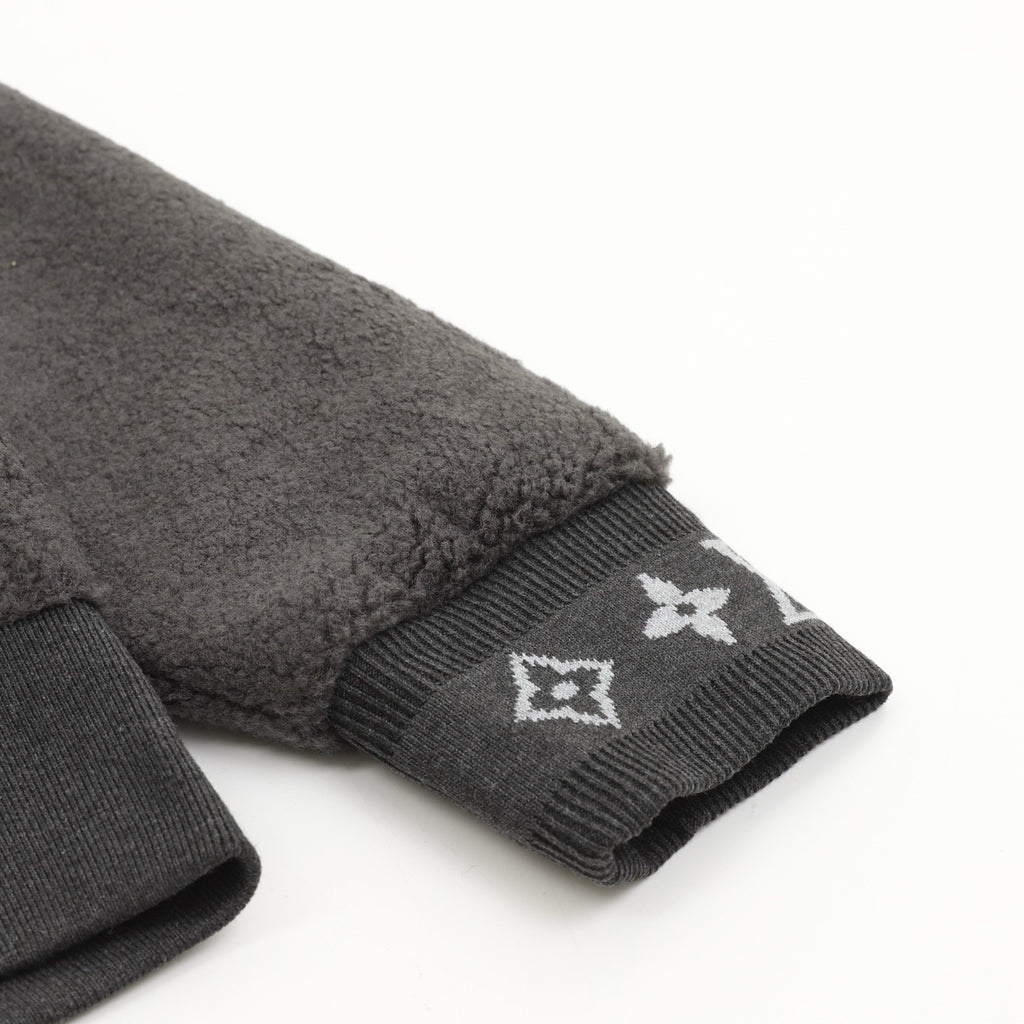 Louis Vuitton Women's & Men's Dark Grey Stand-Collar Full-Zip Fleece Jacket