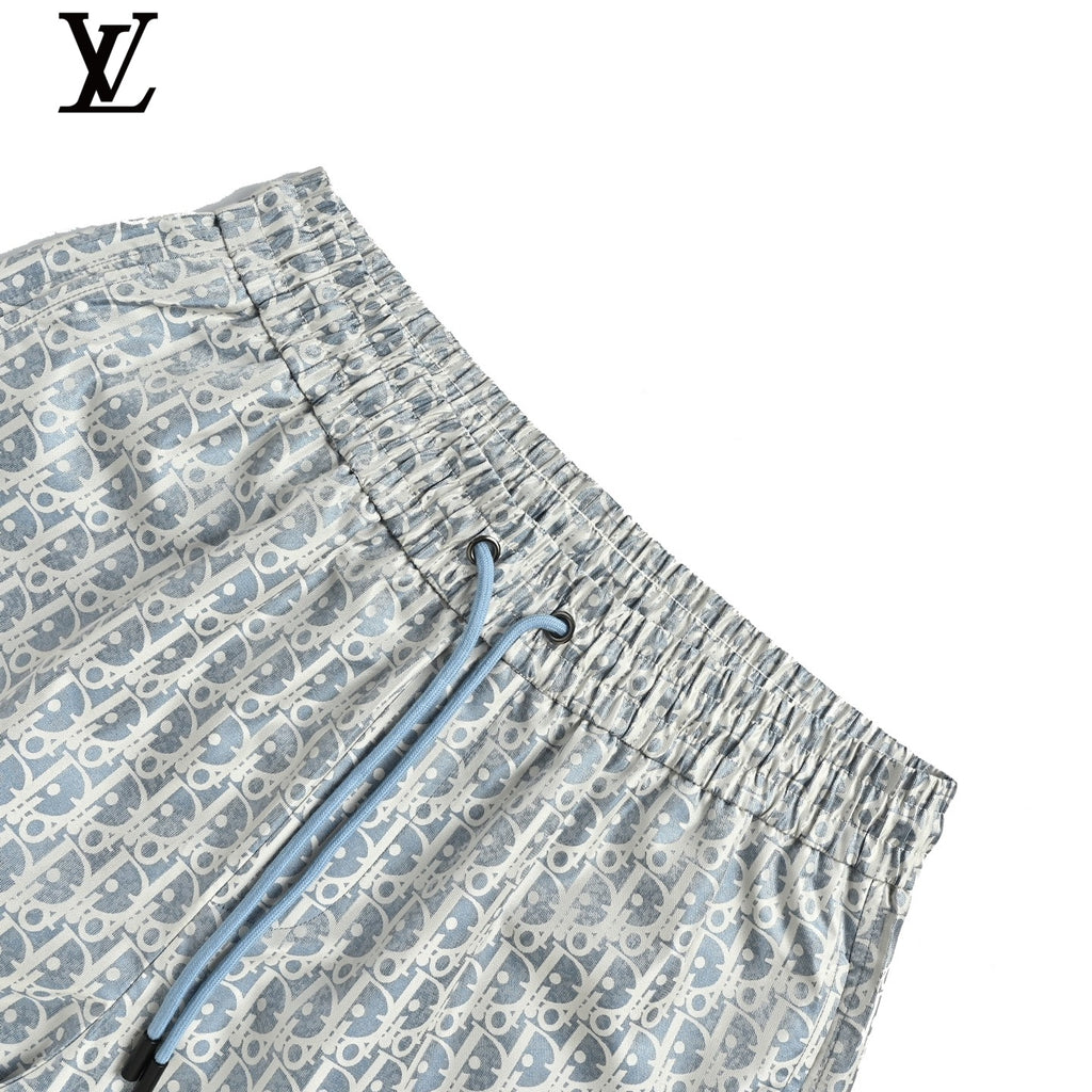 Dior Men's Light Blue Oblique Print Swim Shorts
