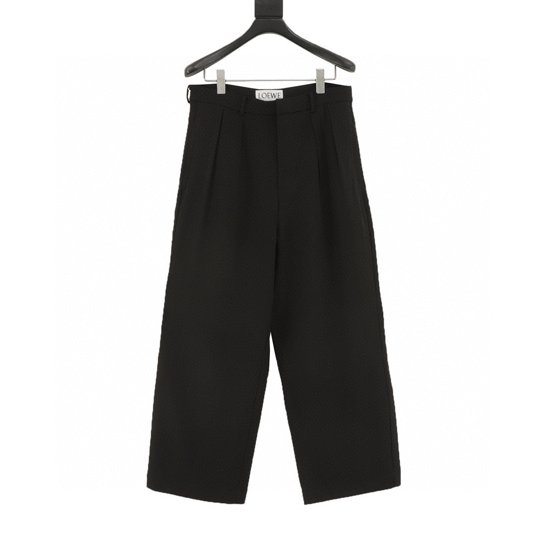 Loewe Logo Label Pleated Wide-Leg Tailored Trousers