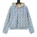 Louis Vuitton Women's & Men's White Blue Monogram Print Hooded Jacket