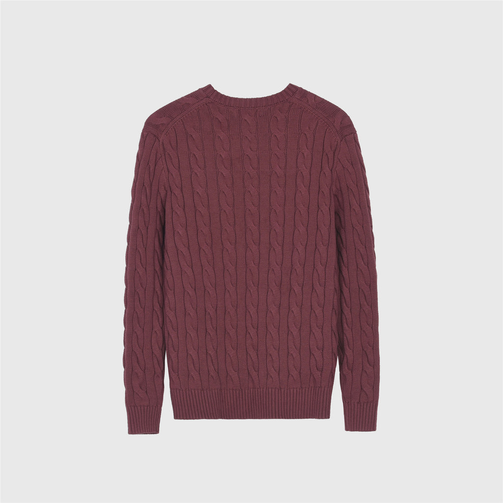 Polo Ralph Lauren Women's Men's Burgundy Cable Knit Crewneck Sweater