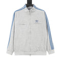 Adidas Women's & Men's Light Grey Blue 3-Stripes Full-Zip Track Jacket