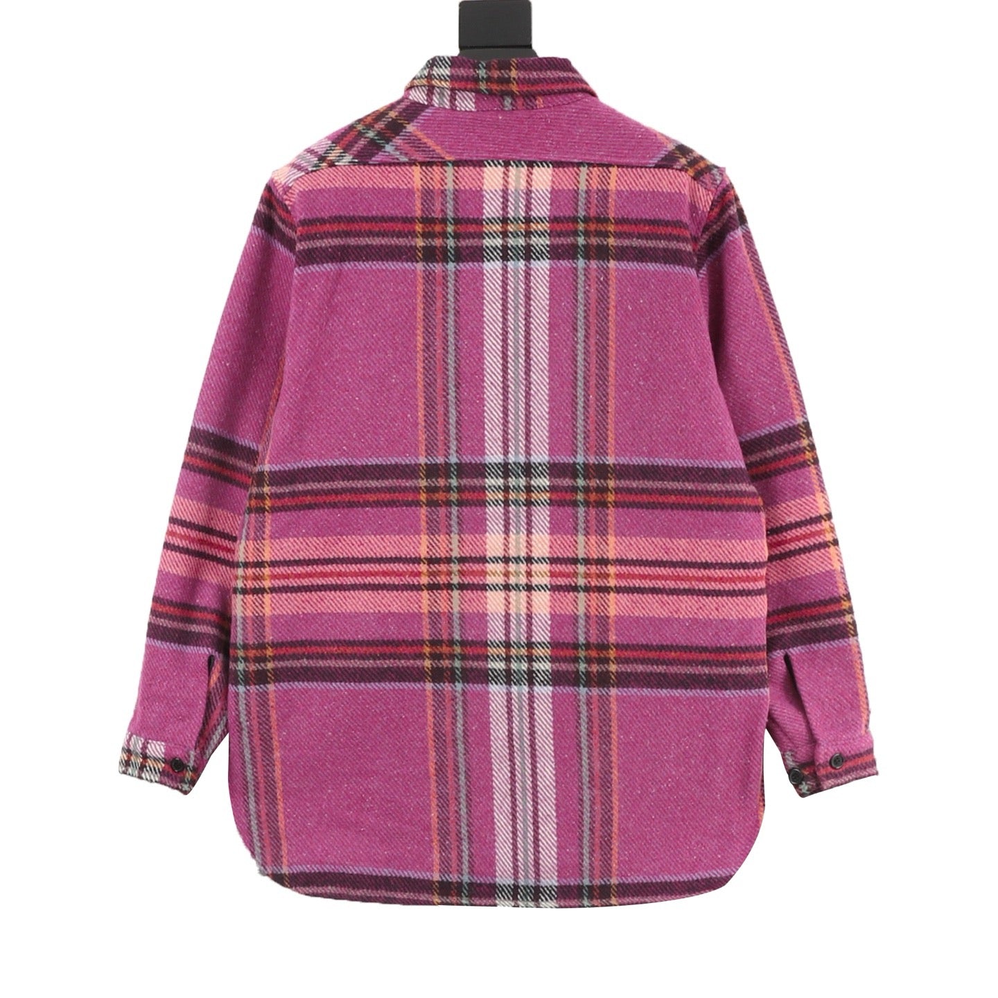 We11done Plaid Wool-Blend Shirt Jacket — Rose Pink, Dual Chest Pockets