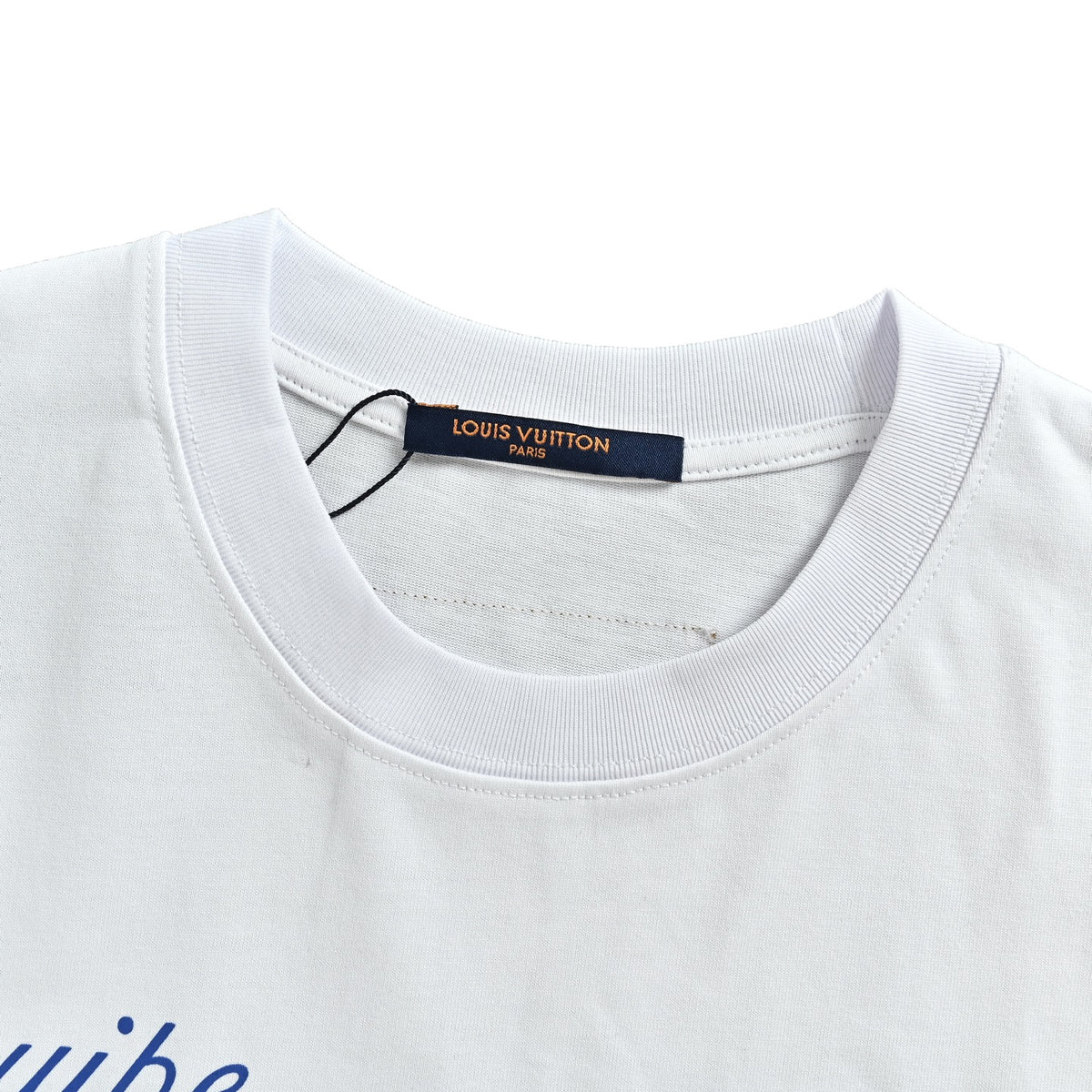 Louis Vuitton Equipe Blue Logo Print Short-Sleeve T-Shirt in White