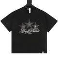 Goodbrand Three-Star Rhinestone Script Logo Short-Sleeve T-Shirt in Black