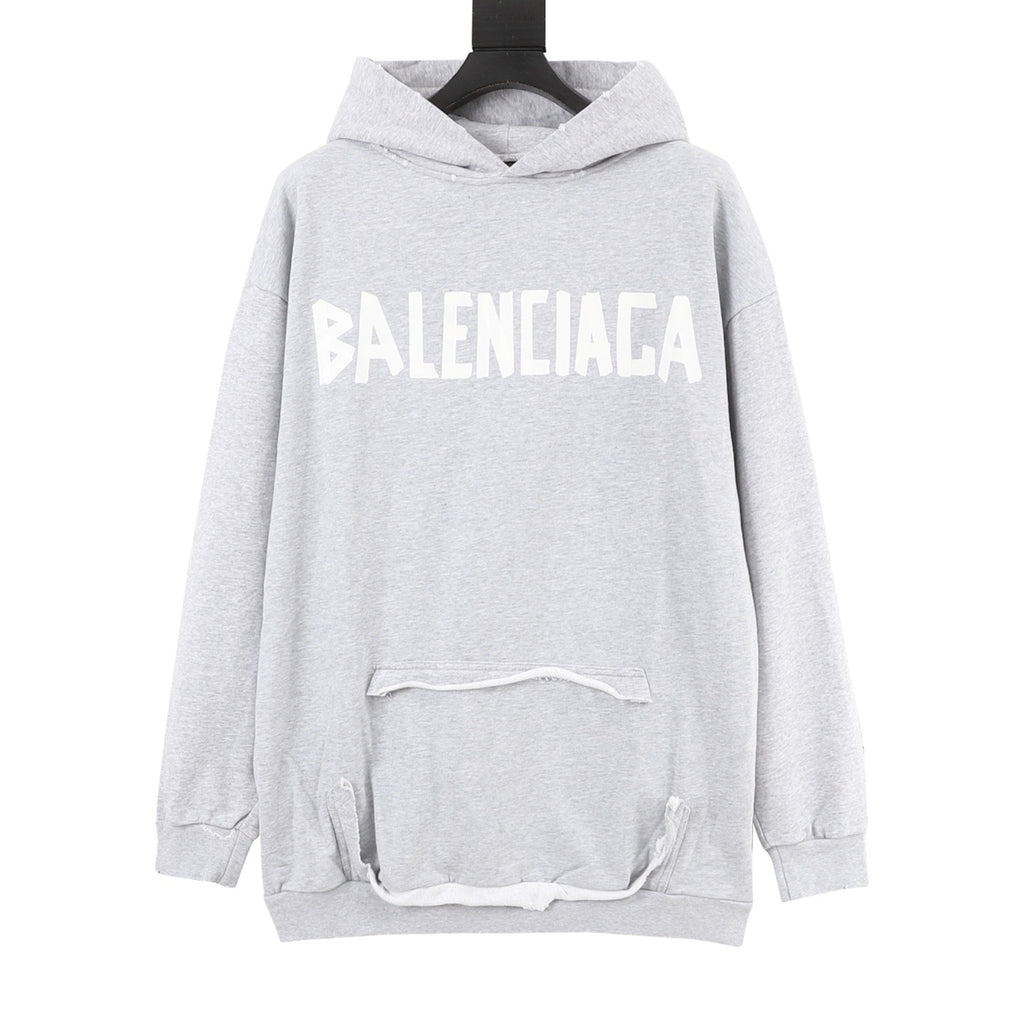 Balenciaga 26SS Destroyed Logo Print Washed Hoodie