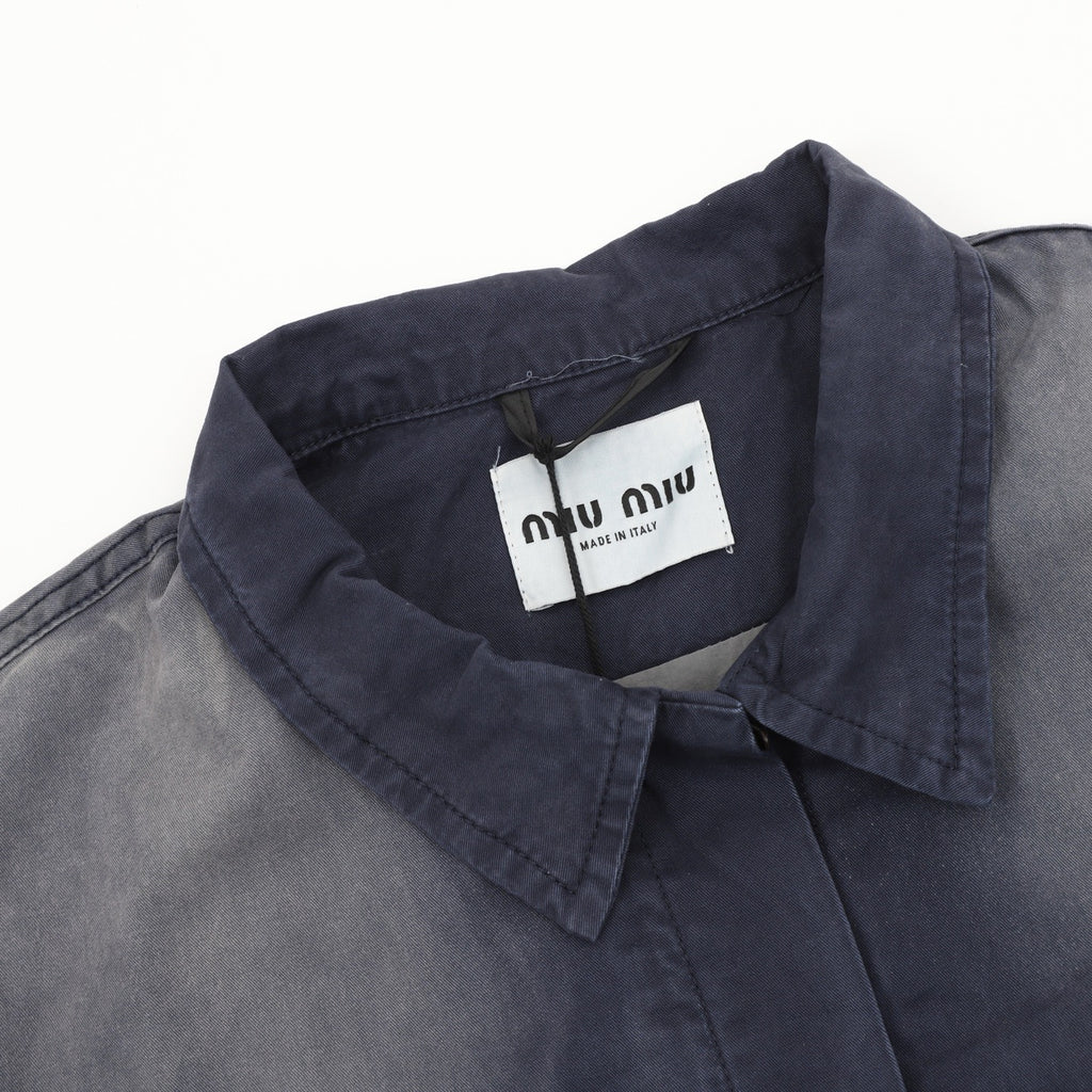 Miu Miu Women's & Men's Navy Grey Gradient Washed Collared Jacket
