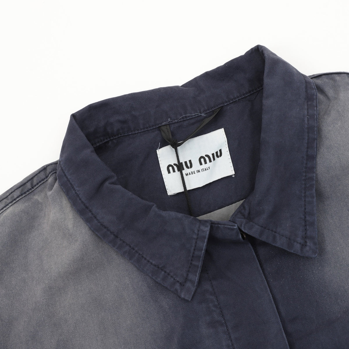 Miu Miu Women's & Men's Navy Grey Gradient Washed Collared Jacket