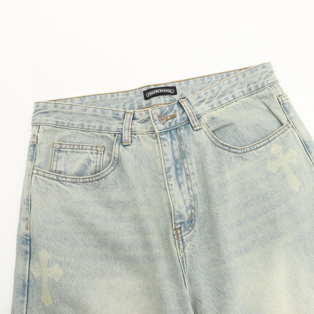 CH Classic White Cross Denim Trousers
