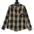 Chrome Hearts Plaid Long-Sleeve Shirt with Leather Patch