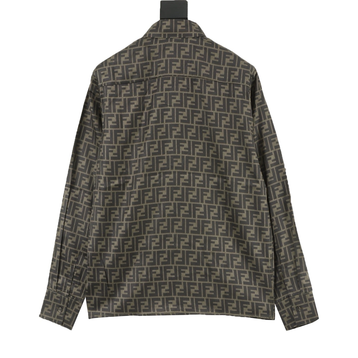 Fendi Classic All-Over FF Monogram Shirt | Dark Grey Tonal Luxury Long Sleeve