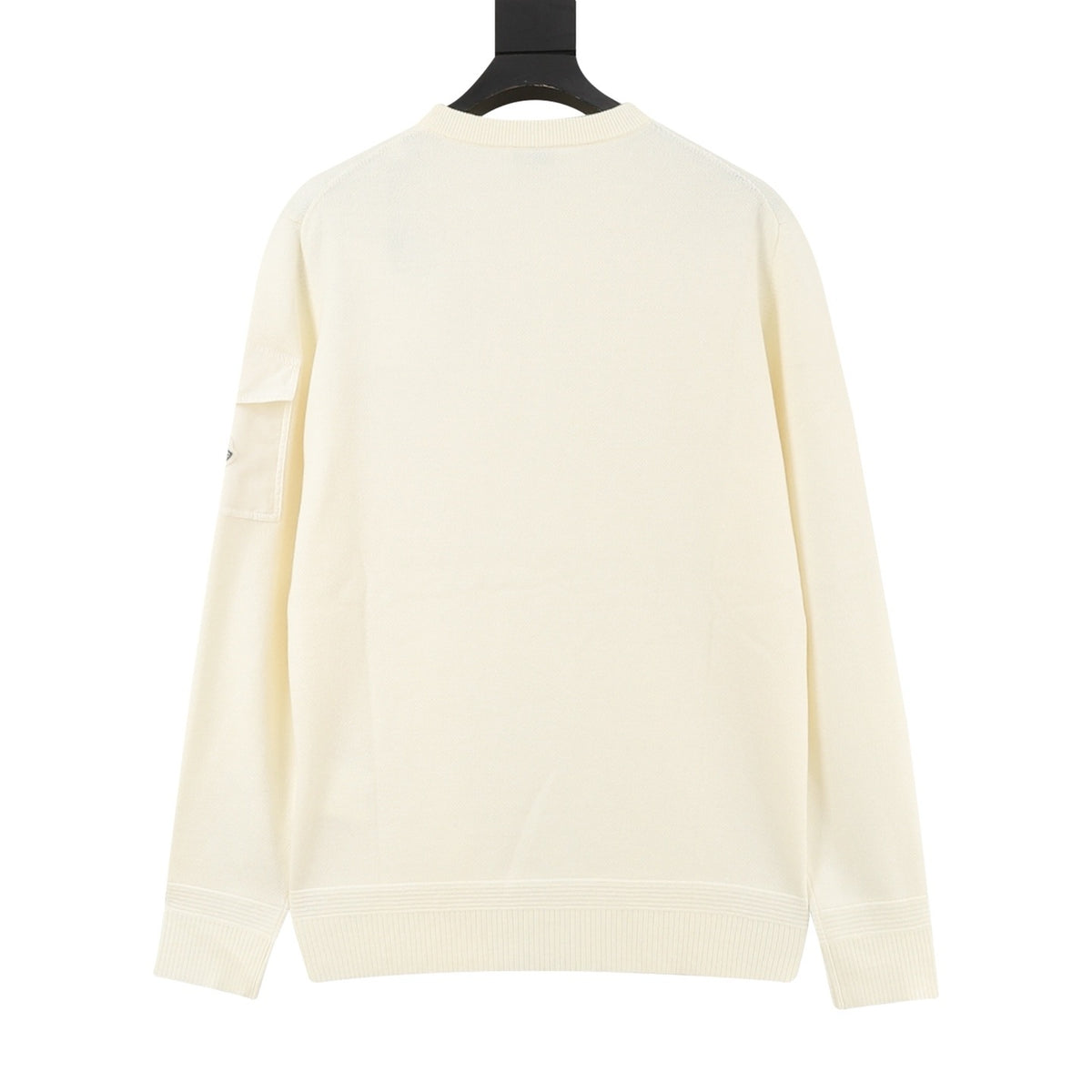 Moncler Women's & Men's Cream Sleeve Pocket Crewneck Knit Sweater