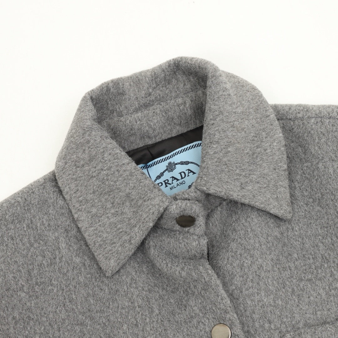 Prada Women's Men's Grey Wool Shirt Jacket