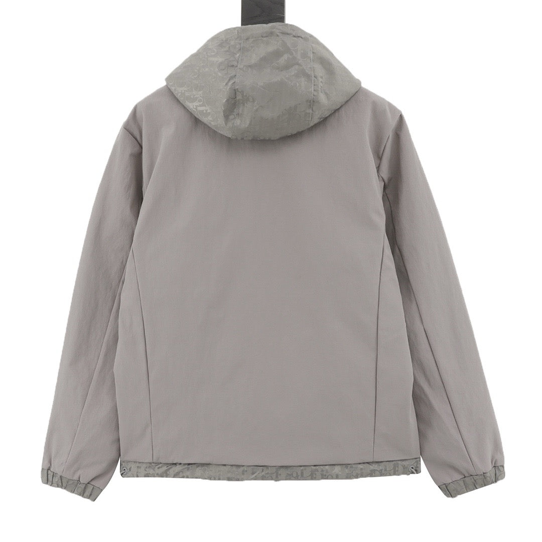 Dior Women's & Men's Grey Technical Fabric Hooded Windbreaker