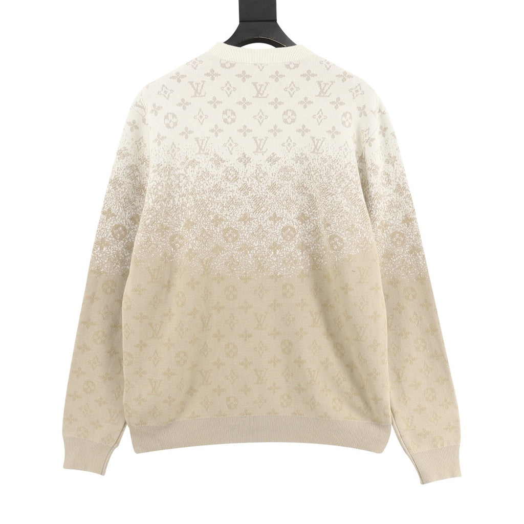 Louis Vuitton LV Monogram Gradient Knit Sweater | Khaki All-Over Print Luxury Knitwear