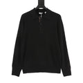 Burberry Five-Color Check Placket Wool Long Sleeve Polo Sweater | Black Relaxed Luxury Knitwear