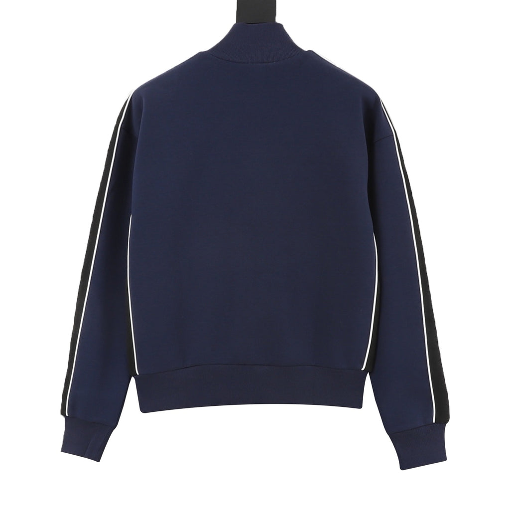Loewe Women's Men's Navy Anagram Striped Zip-Up Track Jacket