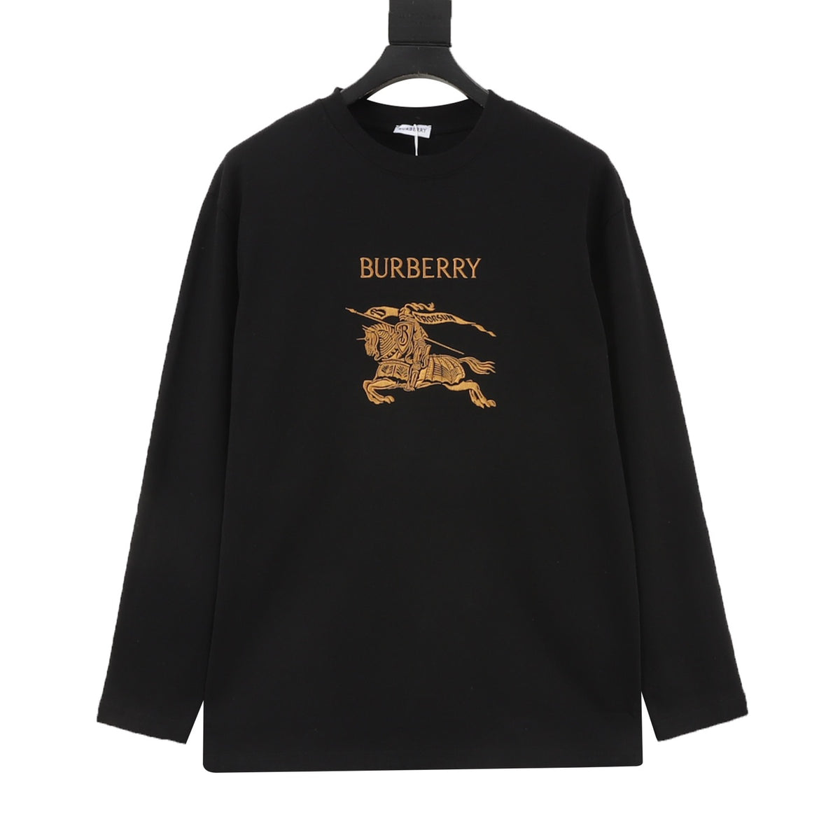 Burberry Women's & Men's Black Equestrian Knight Print Long-Sleeve T-Shirt
