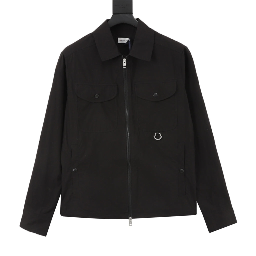 Moncler Women's & Men's Black Collared Multi-Pocket Field Jacket