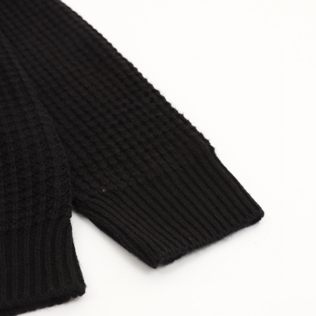 CH Cashmere Cardigan with Leather-Trimmed Sleeves and Cross-Waffle Knit