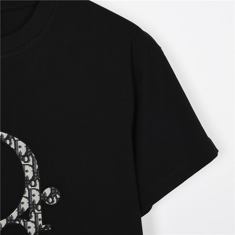 Dior Men's Black Large D Logo Oblique T-Shirt