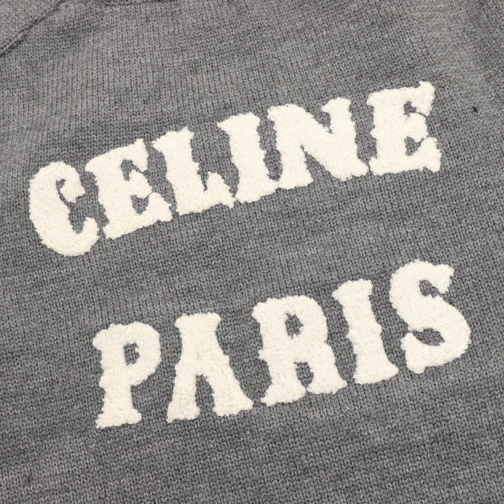 Celine Paris Back Chenille Appliqué Crew Neck Knit Sweater