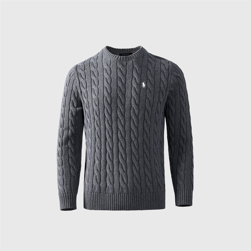 Polo Ralph Lauren Women's Men's Dark Grey Cable Knit Crewneck Sweater