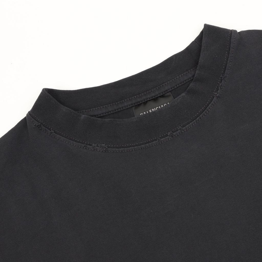 Balenciaga Masking Tape Plastisol Print Long Sleeve T-Shirt | Black Oversized Luxury Streetwear