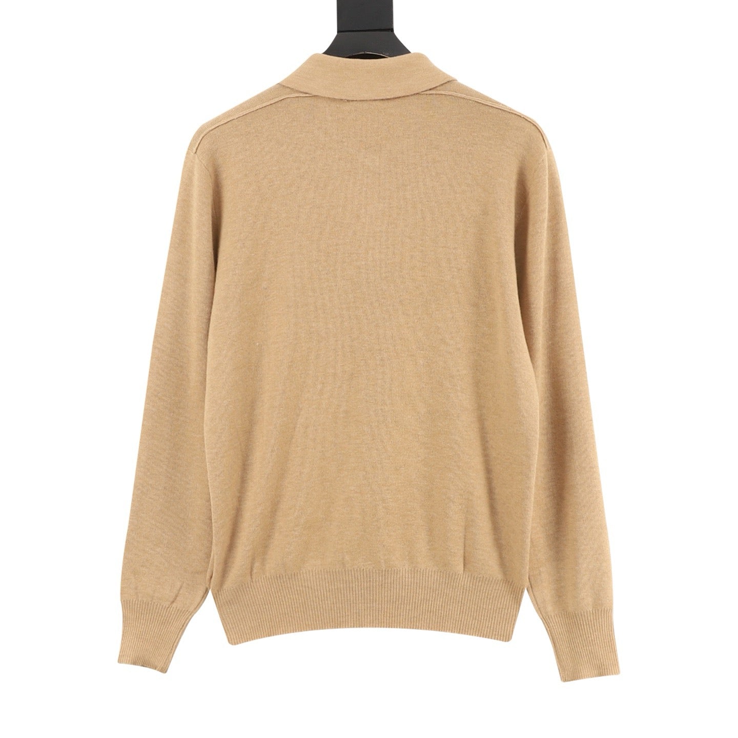 Burberry Five-Color Check Placket Wool Long Sleeve Polo Sweater | Black Relaxed Luxury Knitwear